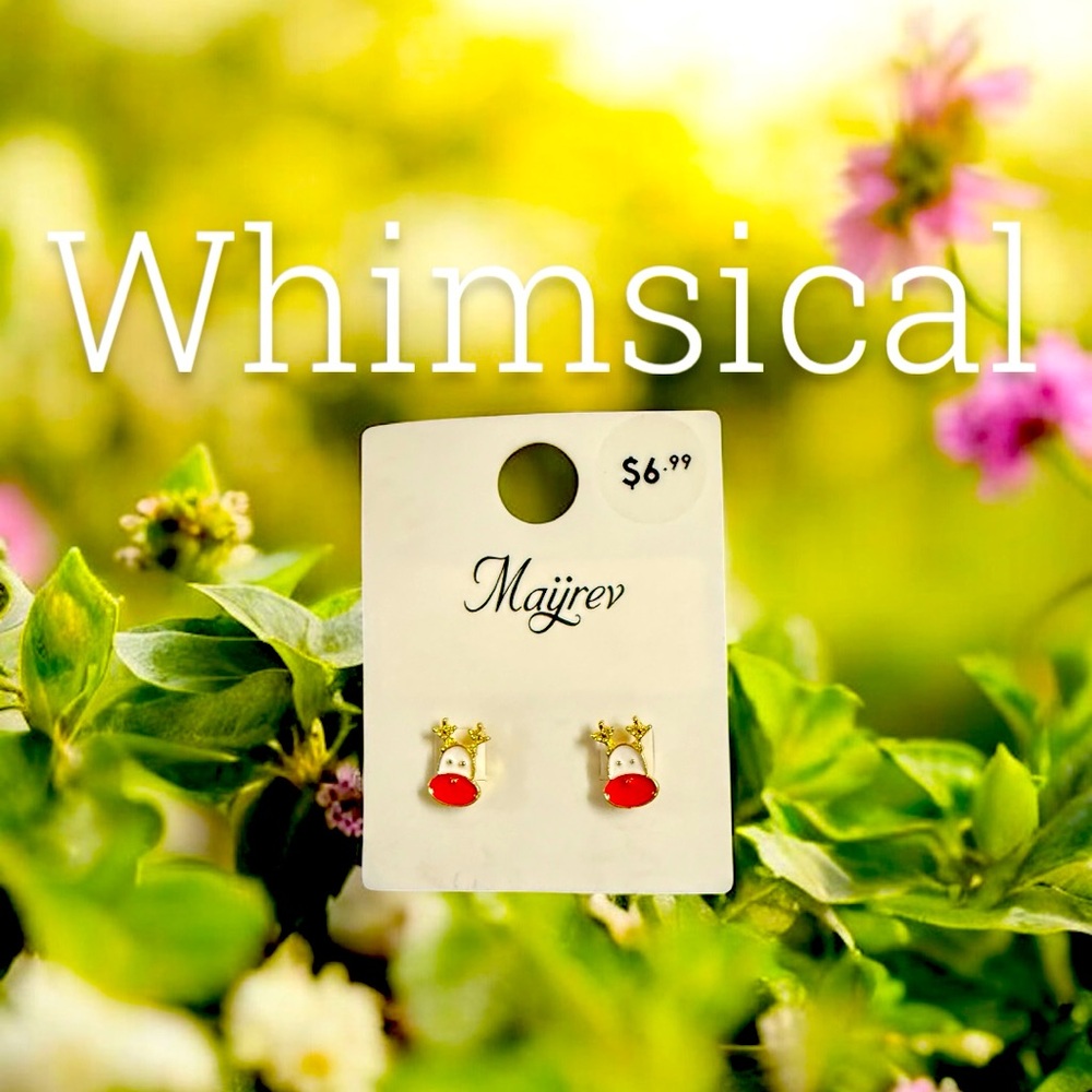 Gold and Red Mushroom Earrings